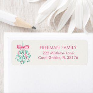 Pink Mistletoe Girl Baby Shower Address Label Return Address Label