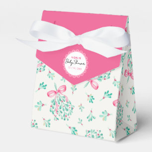 Pink Mistletoe Winter Baby Shower Favour Box