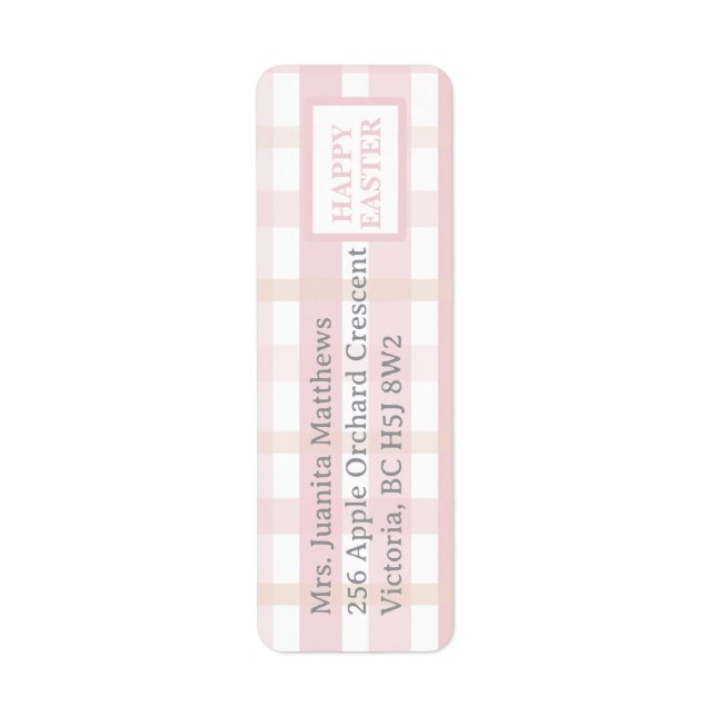 Pink Mix Plaid Return Address Label (Front)