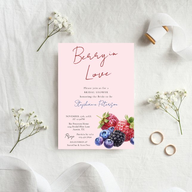 Pink Mixed Berries Berry In Love Bridal Shower  Invitation (Creator Uploaded)
