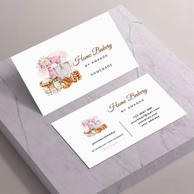 Pink Mixer Sourdough Bread Bakery  Business Card (Creator Uploaded)