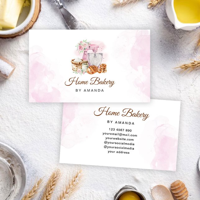 Pink Mixer Sourdough Loaf Bakery Business Card (Creator Uploaded)
