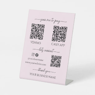 Pink Mobile Checkout Business qr code table topper Pedestal Sign