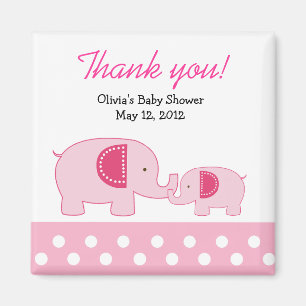 Pink Mod Elephants Trendy Jungle Favour Magnet