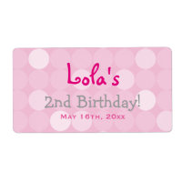 Pink Mod Polka Dot Birthday Water Bottle Labels