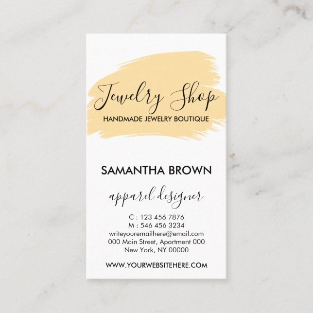 Pink Modern 5 Jewellery Care Instructions yellow Business Card (Front)