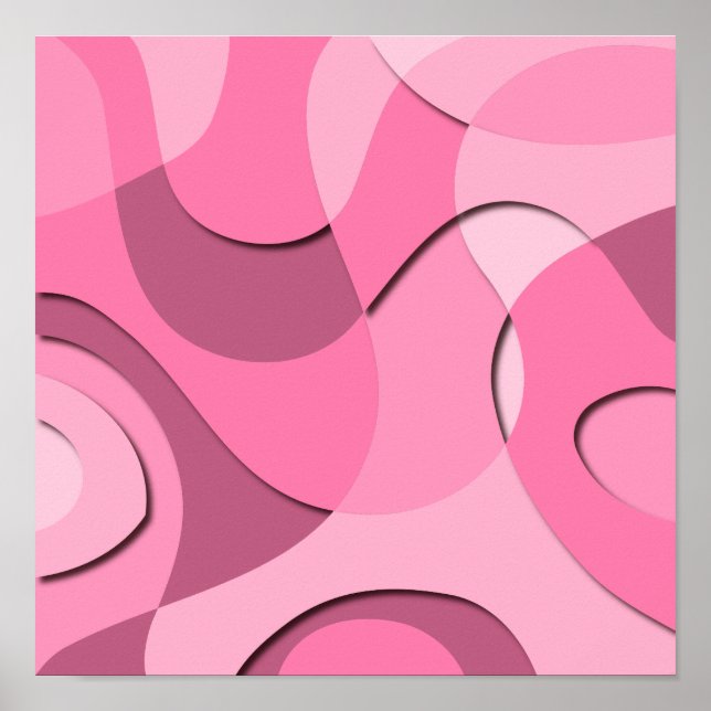 Pink Modern Abstract Fragmentary Cutout Paper Poster (Front)