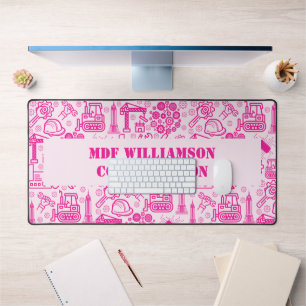 pink modern Architectural Blueprint Engineer Desk Mat