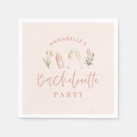 Pink modern bachelorette wildflower champagne
