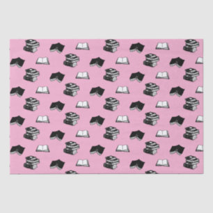 Pink Modern Bookish Bibliophile Book Pattern Tissue Paper