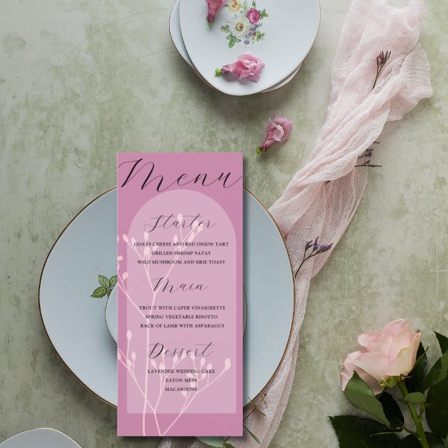 Pink Modern Botancial Wedding Menu (Creator Uploaded)