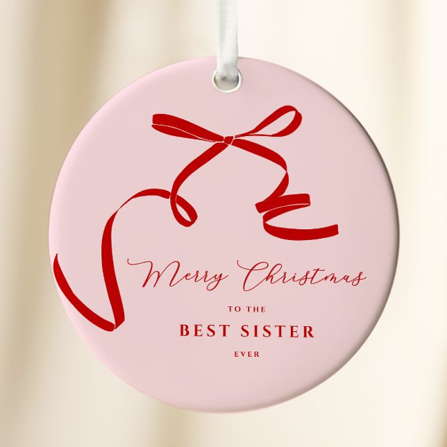Pink Modern Bow Ceramic Ornament (Creator Uploaded)