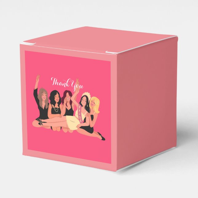 Pink modern bridal shower favour box (Front Side)