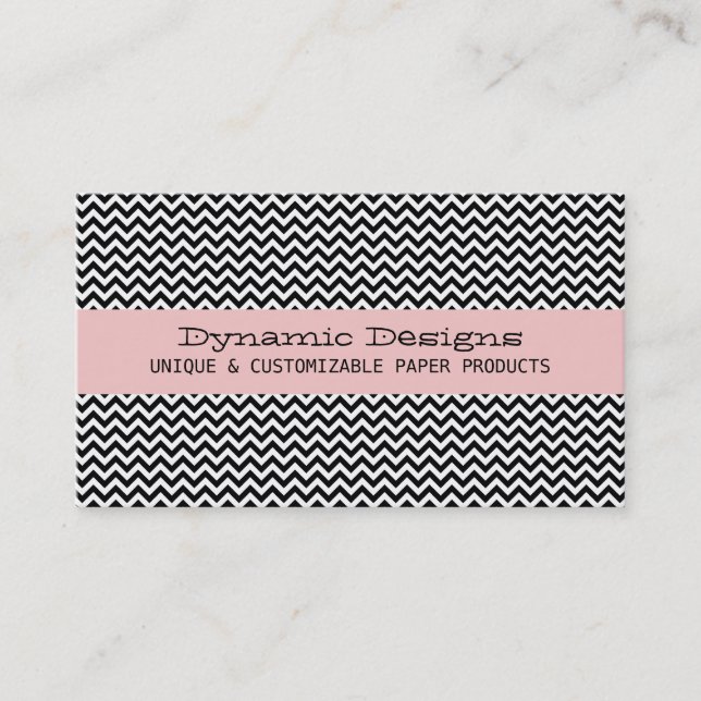 Pink Modern Chevron Business Card (Front)