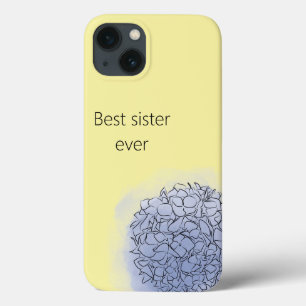 Pink Modern Chic Elegant Blue Hydrangea For Sister iPhone 13 Case