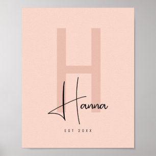 Pink Modern Chic Name Nursery Initial Poster