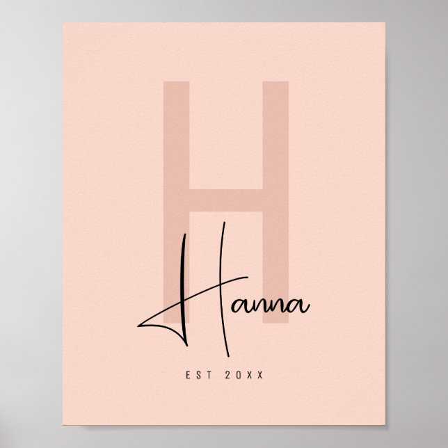Pink Modern Chic Name Nursery Initial  Poster (Front)