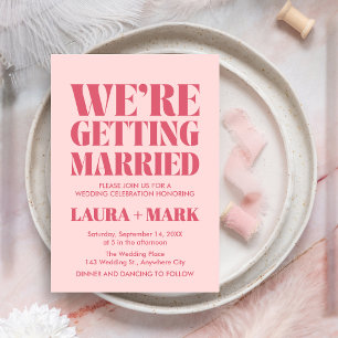 Pink Modern Chic Retro Photo Wedding Invitation