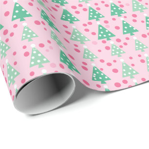 Pink Modern Christmas Tree  Wrapping Paper
