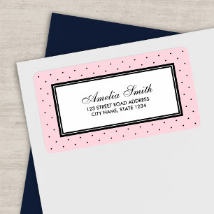 Pink Modern Classic Polka Dot Address Label