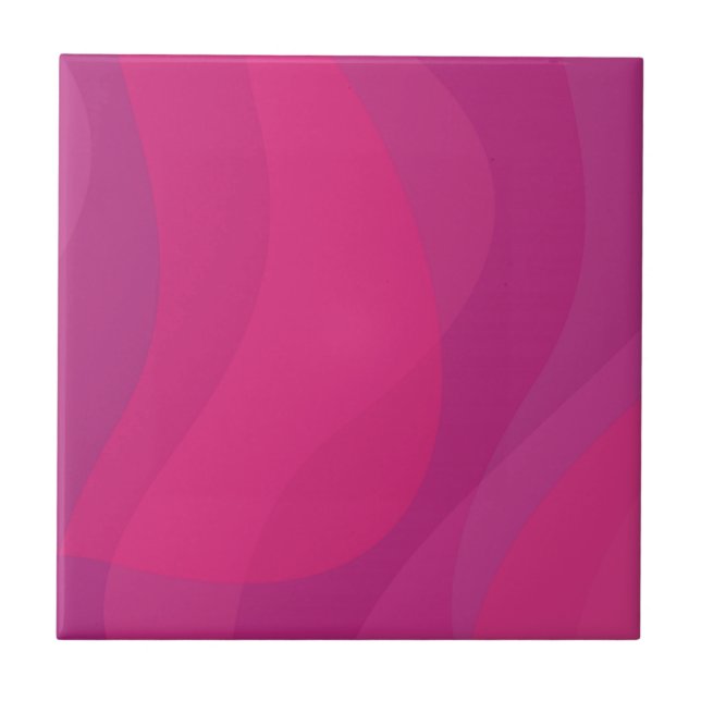 Pink, modern, cool, trendy urban wavy illustration ceramic tile (Front)