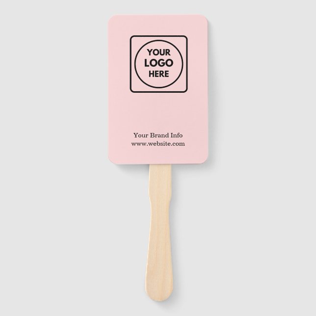 Pink Modern | Custom Business Logo Promotional  Hand Fan (Front)