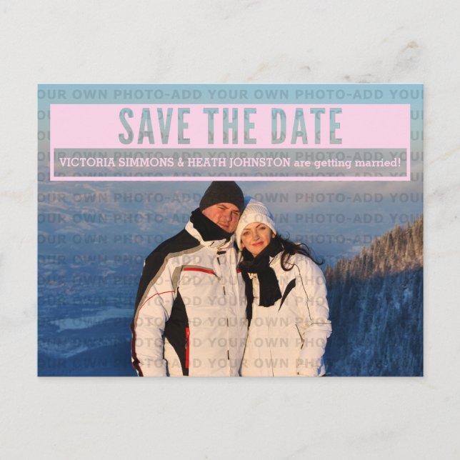 Pink Modern Cut Out Save the Date Postcard (Front)