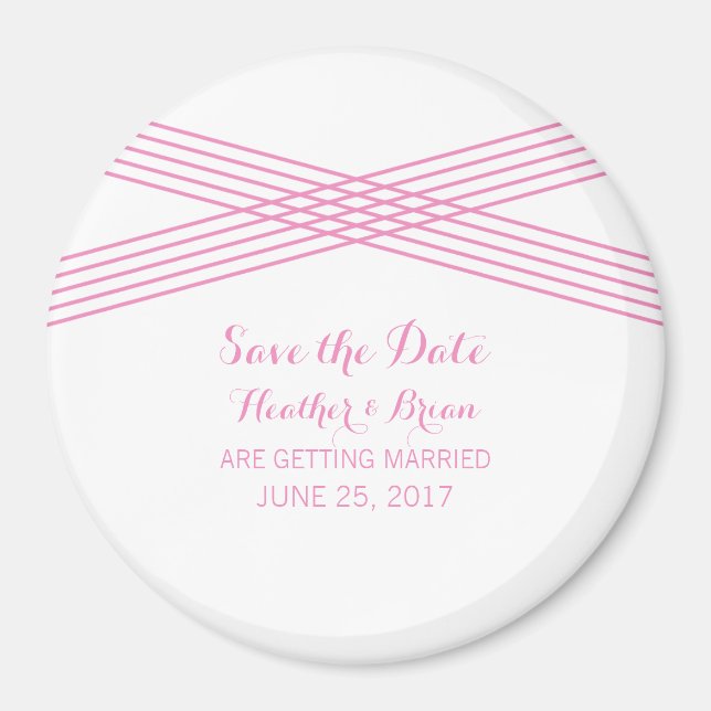 Pink Modern Deco Save the Date Magnet (Front)