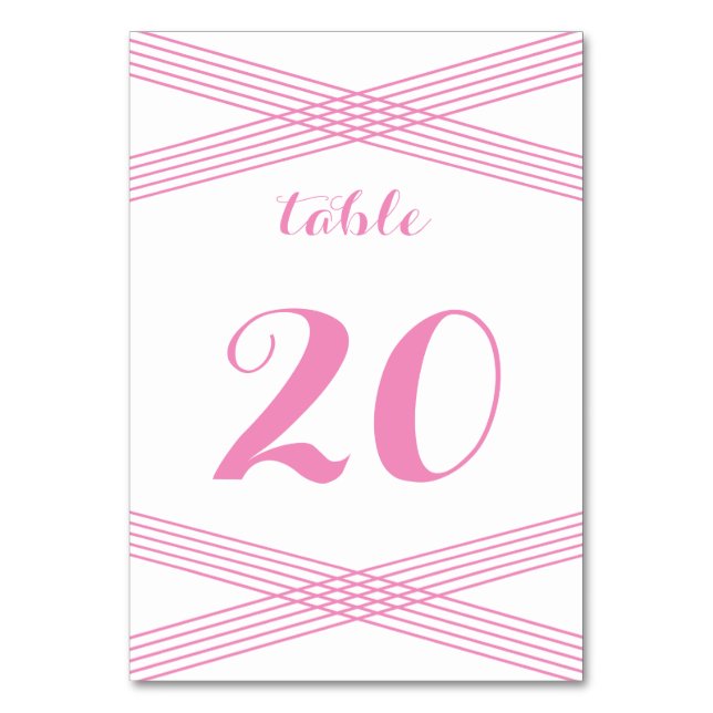Pink Modern Deco Table Card (Front)