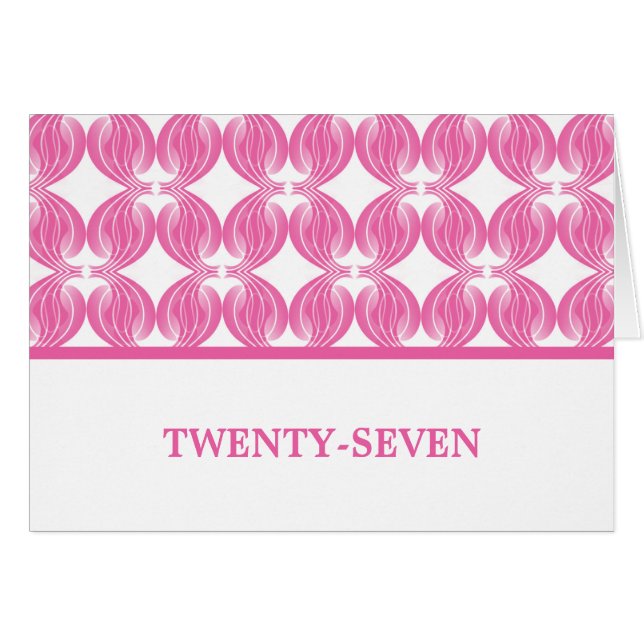 Pink Modern Deco Table Number Card (Front Horizontal)
