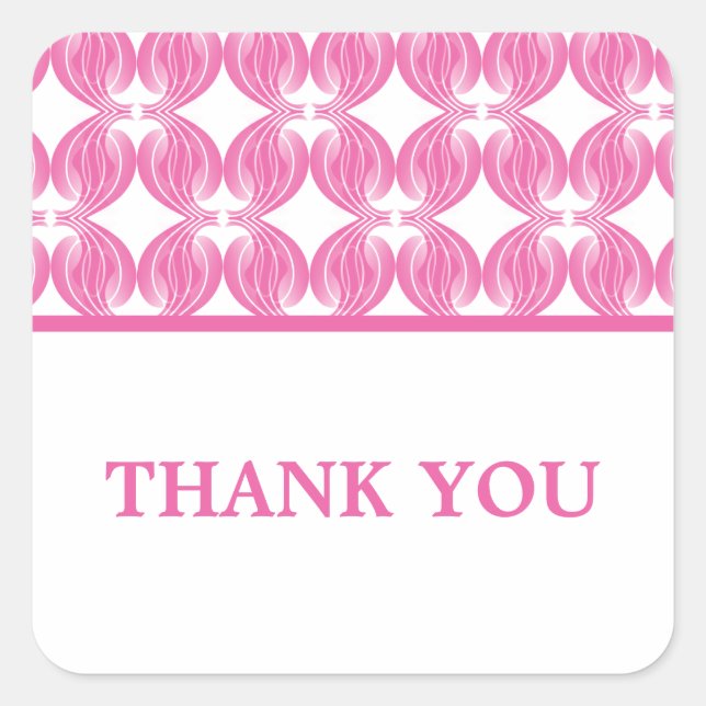 Pink Modern Deco Thank You Stickers (Front)