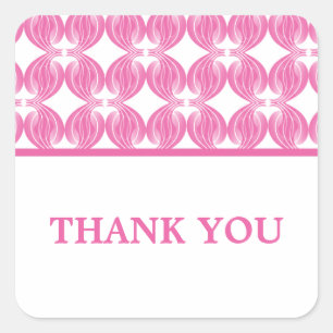 Pink Modern Deco Thank You Stickers
