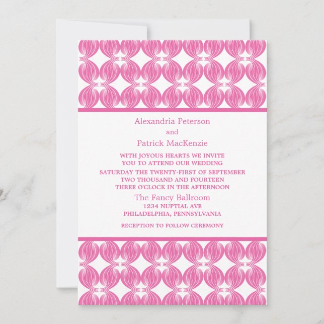Pink Modern Deco Wedding Invite (Front)
