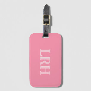 Pink Modern Double Layer Simple Initial Monogram Luggage Tag