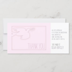 Pink Modern Dove Baby Custom Sympathy Thank You Card