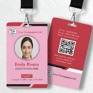 Pink Modern Employee Photo ID Card ID Badge