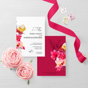 Pink modern floral abstract Wedding Invitation