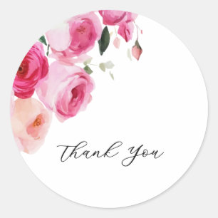 Pink Modern Floral Bat Mitzvah Classic Round Sticker