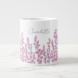 Pink Modern Floral Blooms Large Coffee Mug