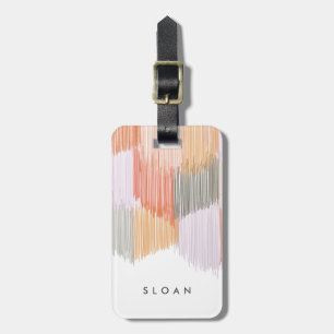 Pink Modern Fringe Luggage Tag