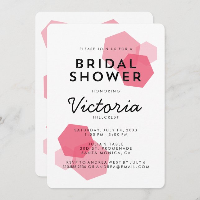 Pink | Modern Geometric Bridal Shower Invitation (Front/Back)