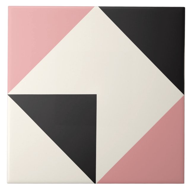 Pink Modern Geometric Shape Pattern Ceramic Tile (Front)