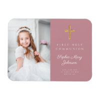 Pink Modern Girl First Holy Communion Photo
