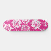 Pink Modern Girly Abstract Trendy Cool Floral Skateboard (Horz)