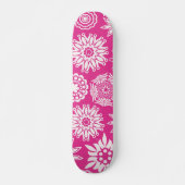 Pink Modern Girly Abstract Trendy Cool Floral Skateboard (Front)