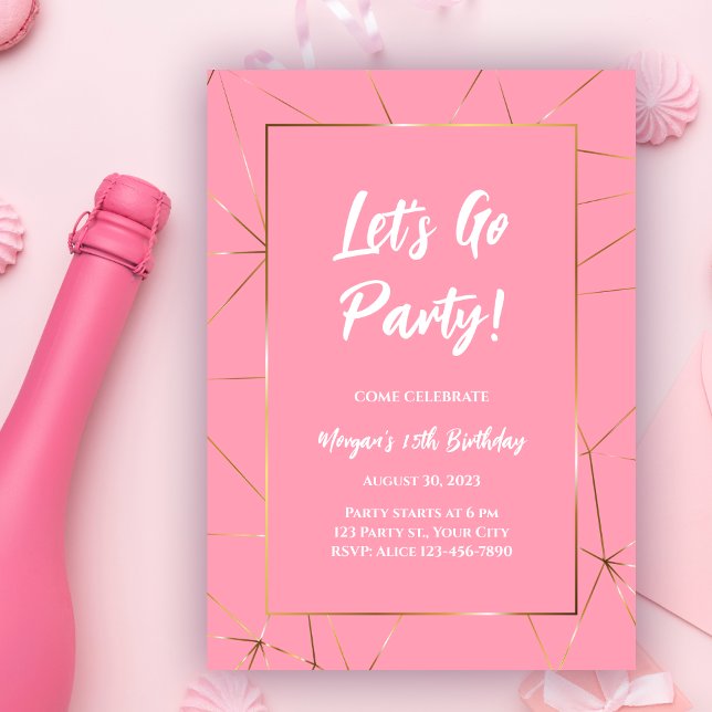 Pink Modern Girly Birthday Party Invitation (Creator Uploaded)