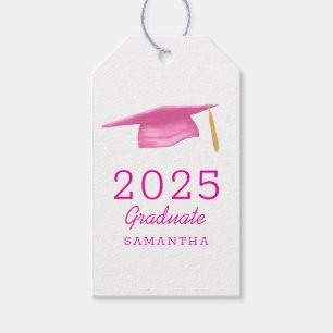 Pink Modern Girly Personalised 2025 Graduation Gift Tags