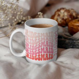 Pink modern girly retro 60's simple bridesmaid  coffee mug