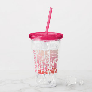 Pink modern girly retro 60's simple maid of honour acrylic tumbler