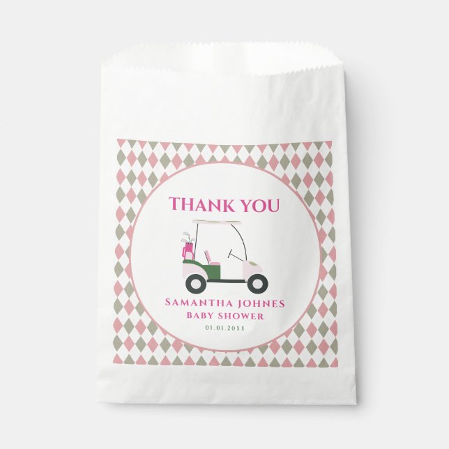 Pink Modern Golf Baby Shower  Favour Bag (Front)
